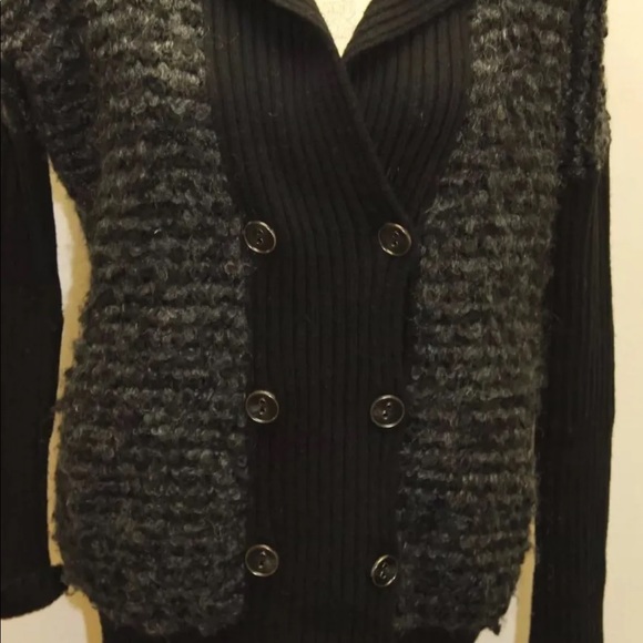 AX Armani Exchange Women Sweater Carpet Black XS Double Breasted Wool Cotton - Picture 4 of 7